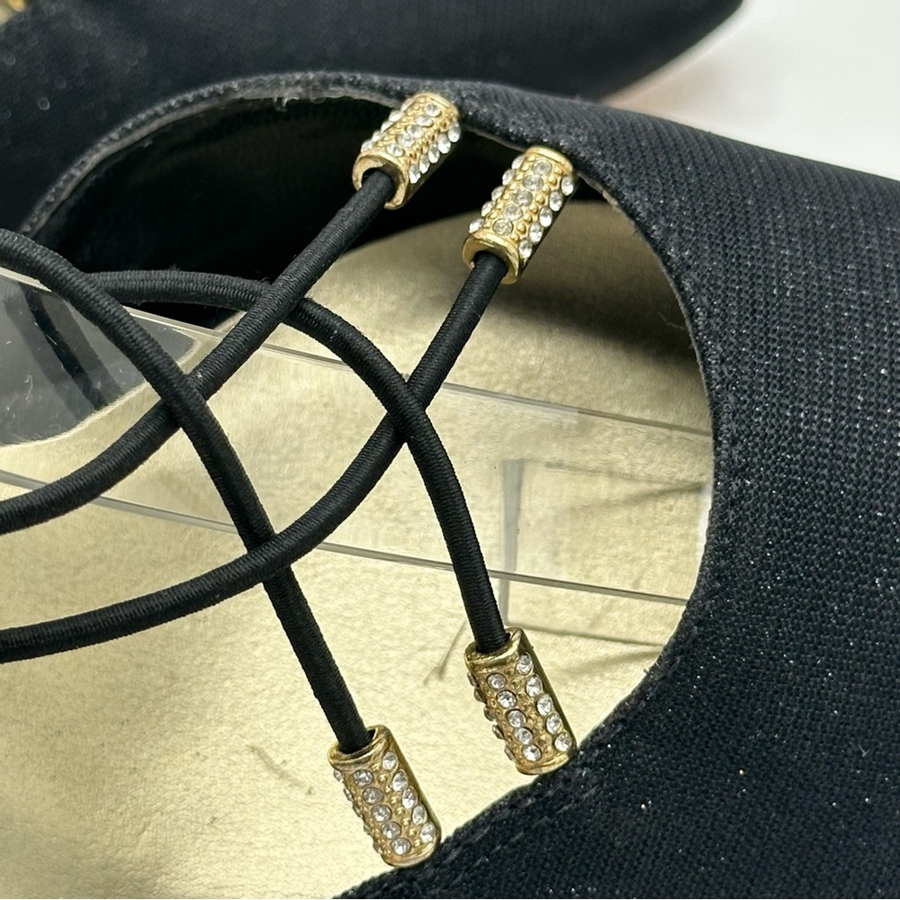 New J.Renee Metallic Gold Glitter Pump Size 9W Affair Strappy Party Heels Black - Picture 11 of 12